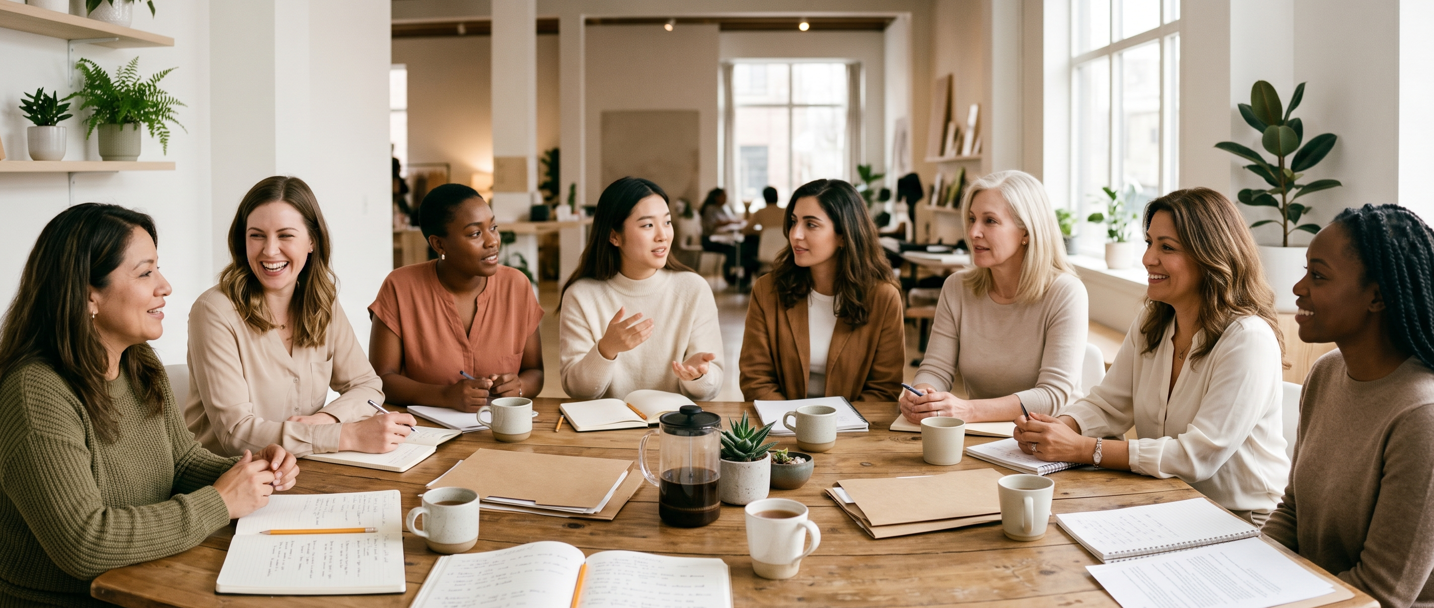 Mujeres colaborando en una sesión de trabajo